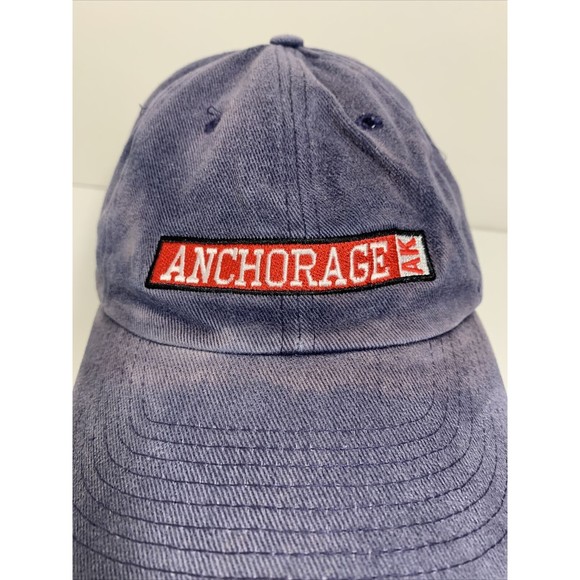 Anchorage AK Adjustable Blue Strap Back Dad Cap Baseball Hat Alaska - Picture 2 of 7